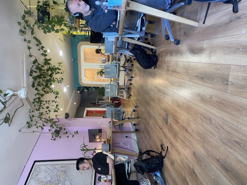 Members working among the plants in the Jungle coworking room