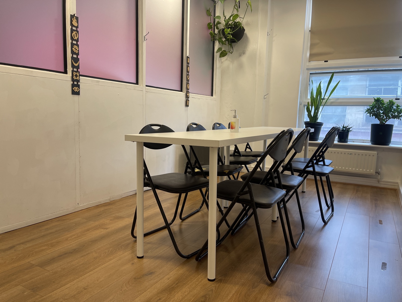 Angled view of meeting room in the Fridge
