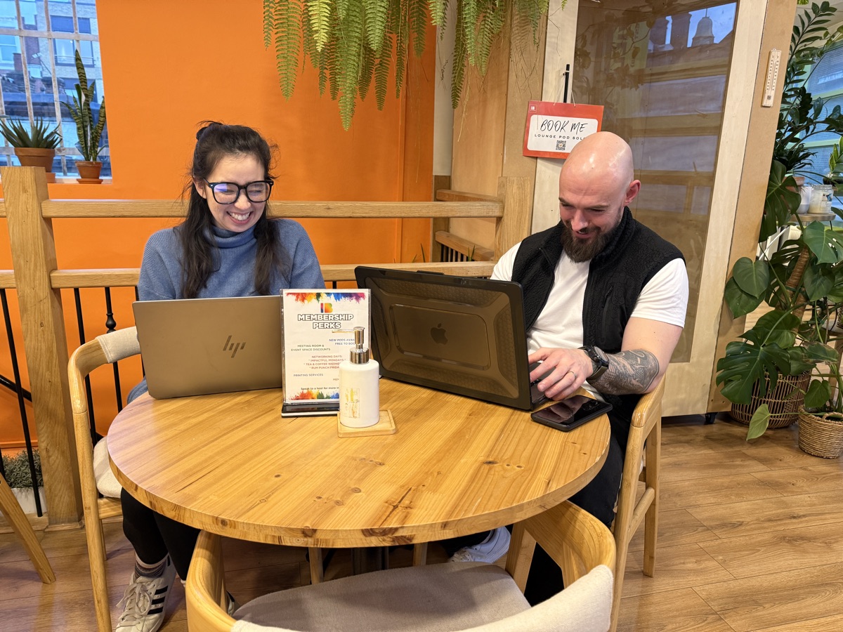 Members collaborating in the lounge